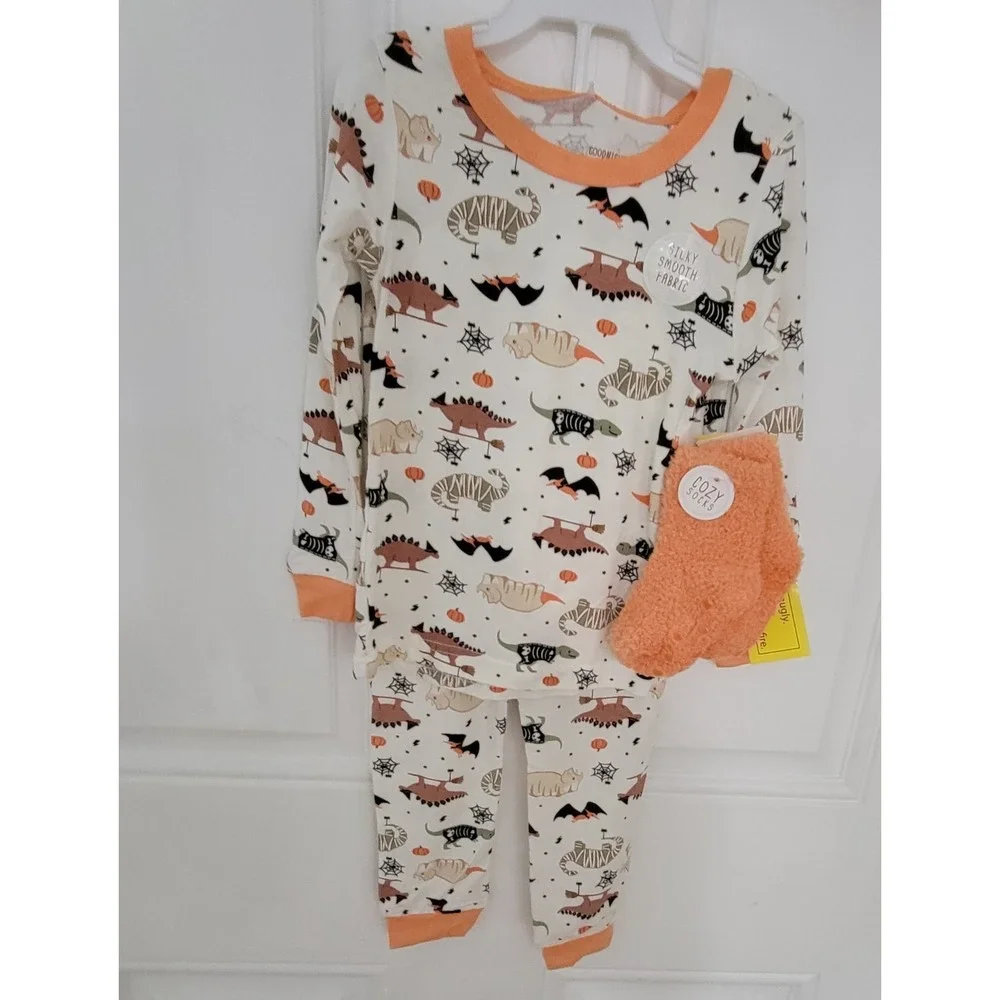 Baby Halloween Pajamas Print Set Long Sleeve Pullover Crewneck Shirts Shirts and